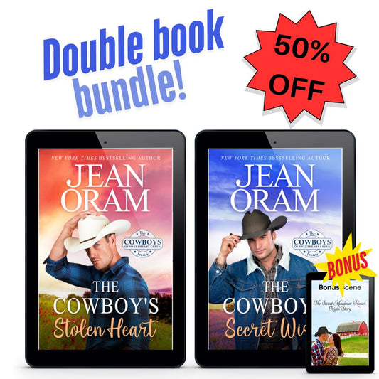 Get two cowboy romances by Jean Oram for 50% off.